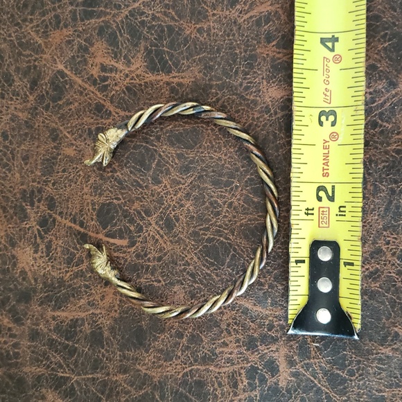 Vintage Gold Tone Twist Animal Head Cuff Bracelet - Picture 6 of 7